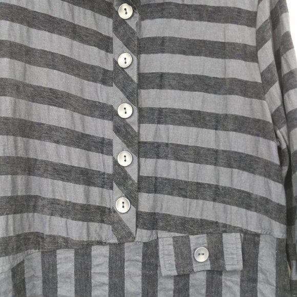 Terra SJ Apparel Boxy Lagenlook Dark Blue Striped Tunic Top Artsy Asymmetric XL - Picture 3 of 9